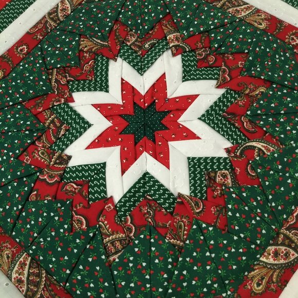 Handmade Christmas Quilted Vest Folded Star Pattern Intricate Holiday OOAK - Picture 8 of 16